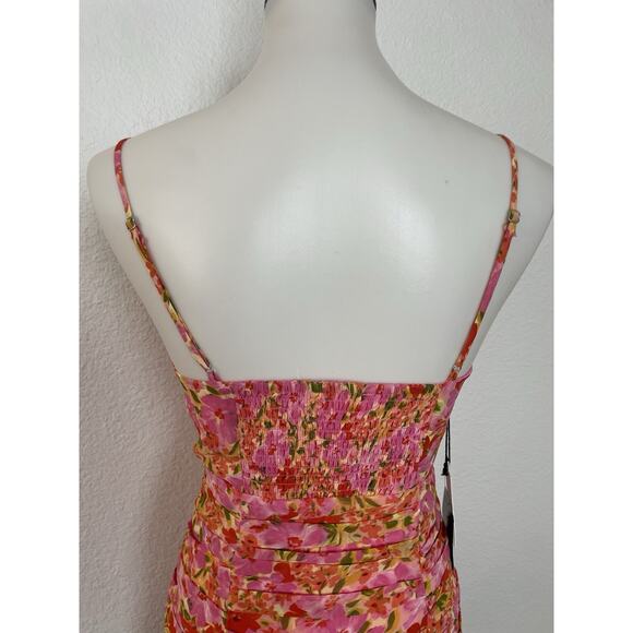 ASTR The Label Tank Dress Meg Mini Floral Pleated Smocked Plunge - Picture 8 of 12